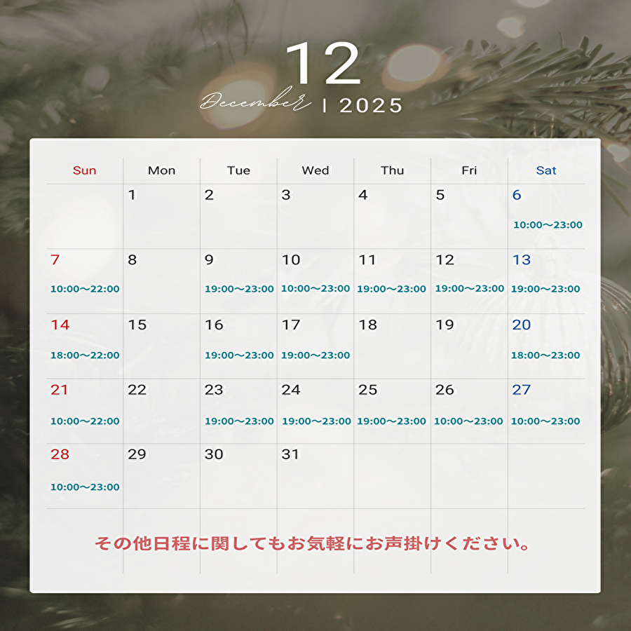 【12月の予定】